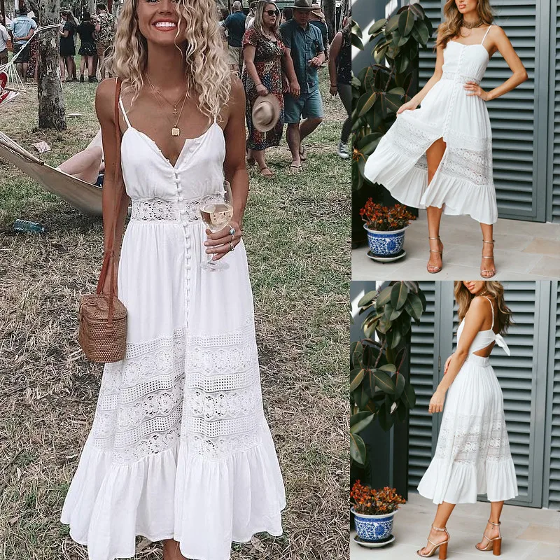 Robe maxi blanche bohème – Image 2