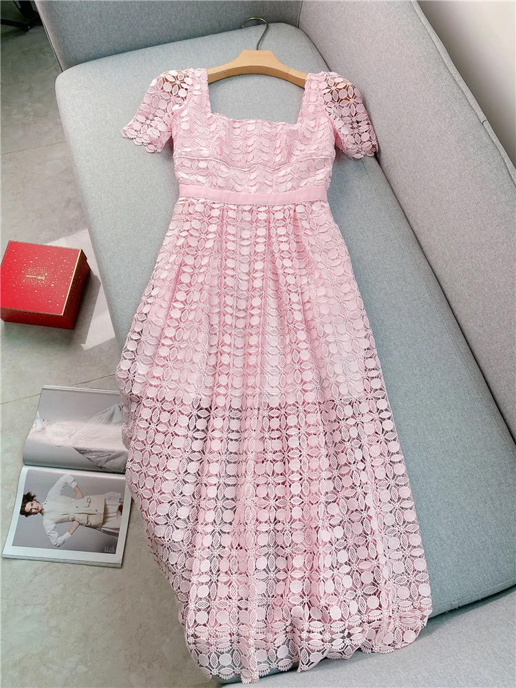 Robe dentelle bohème rose – Image 4