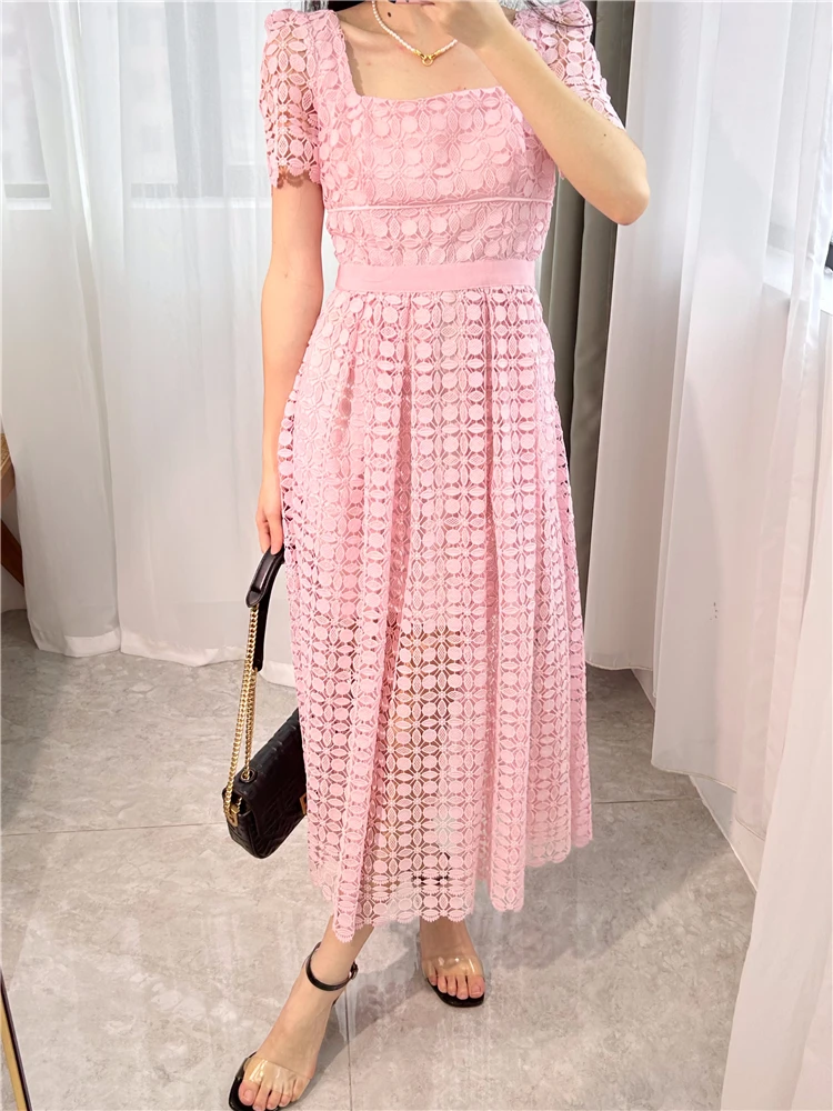 Robe dentelle bohème rose – Image 3