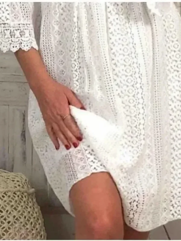 Robe dentelle bohème blanche – Image 3