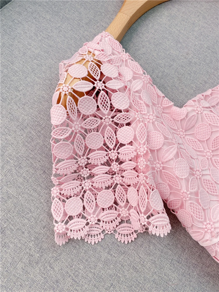 Robe dentelle bohème rose – Image 5